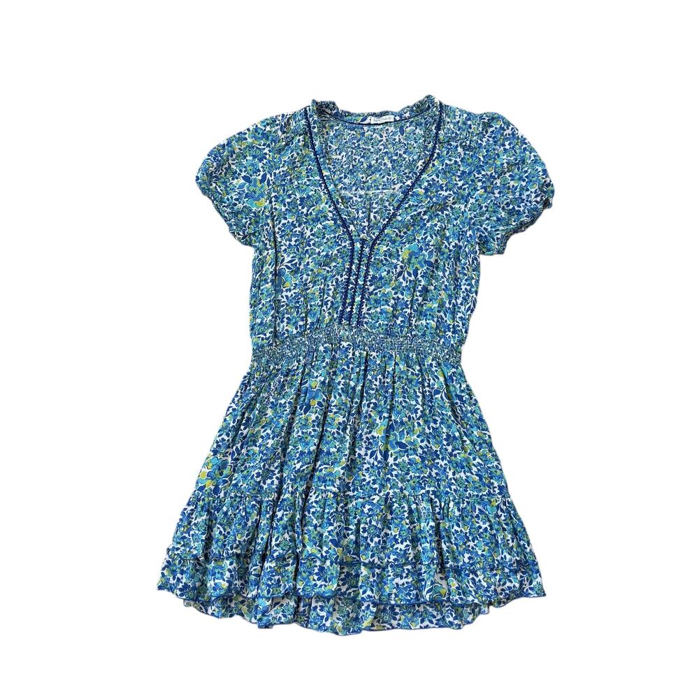Poupette St Barth Bibi Mini Dress Blue Green Floral